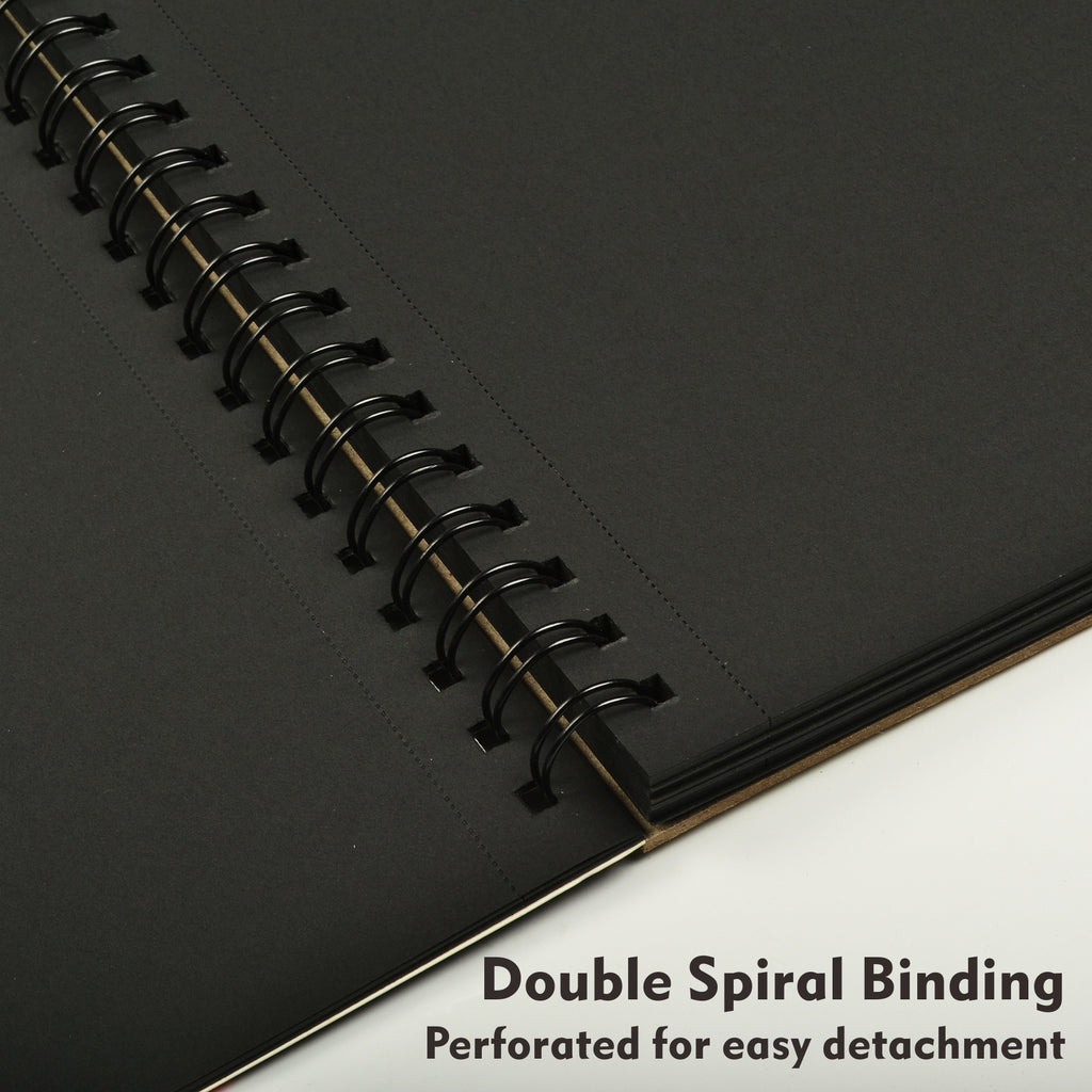 Pasler 5.5X8.5" Black Sketch Pad,2 pack, 100 Sheets (92lb./150gsm), Spiral Bound Artist Sketch Book, Acid Free Drawing Paper