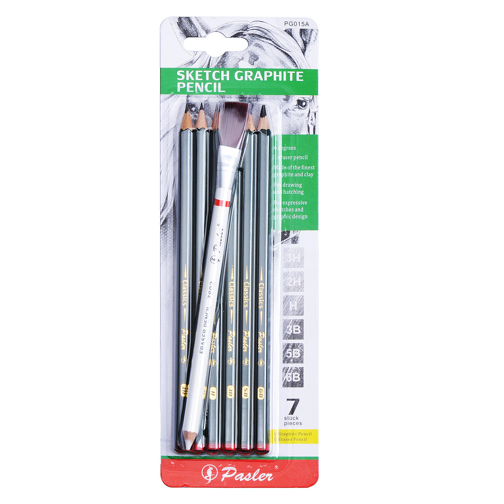 6 支石墨繪圖鉛筆和橡皮鉛筆套裝