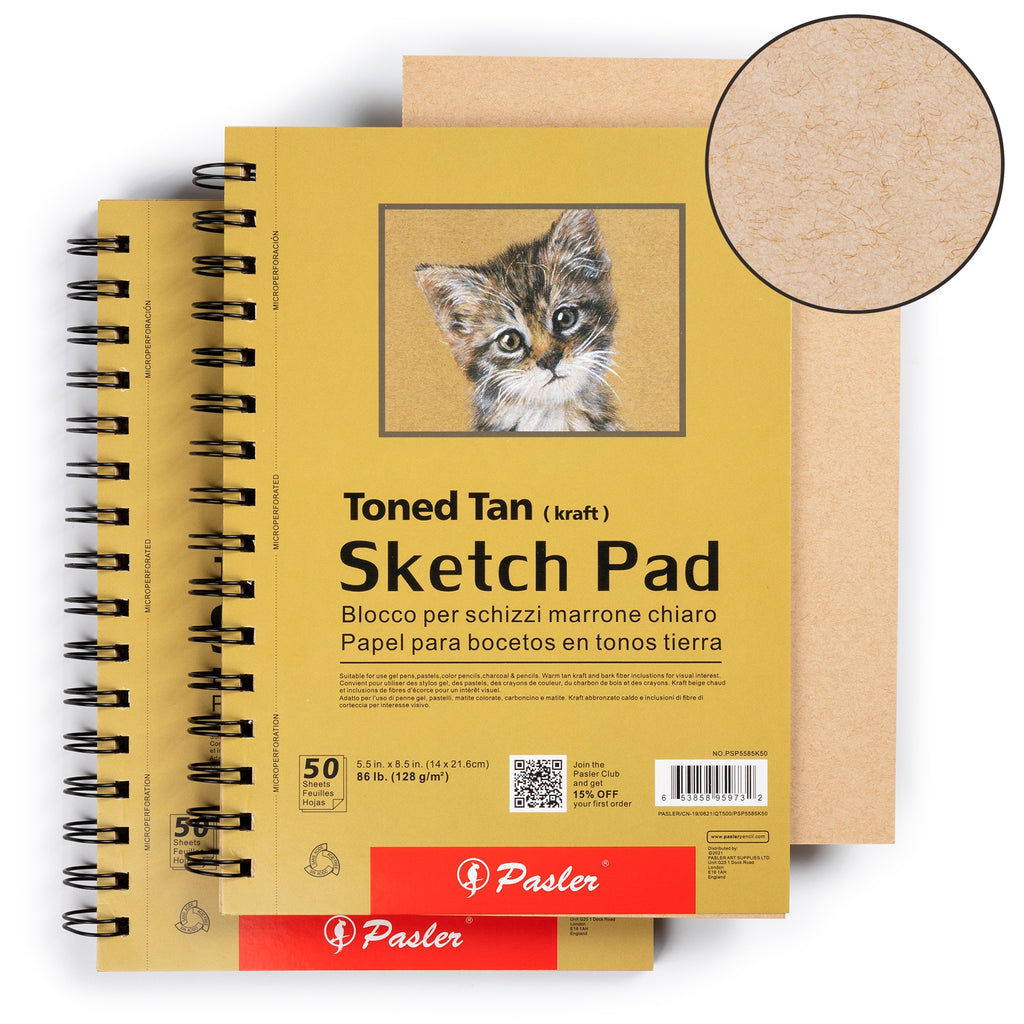 Pasler 5.5X8.5 Toned tan Sketch Pad,2 Pack 100 Sheets (86lb./128gsm), –  Pasler Art